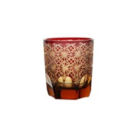 Luxury red elegant whisky glass tumbler with sparkle shape design