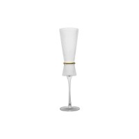 Luxury champagne glass with unique gold belt in middle part