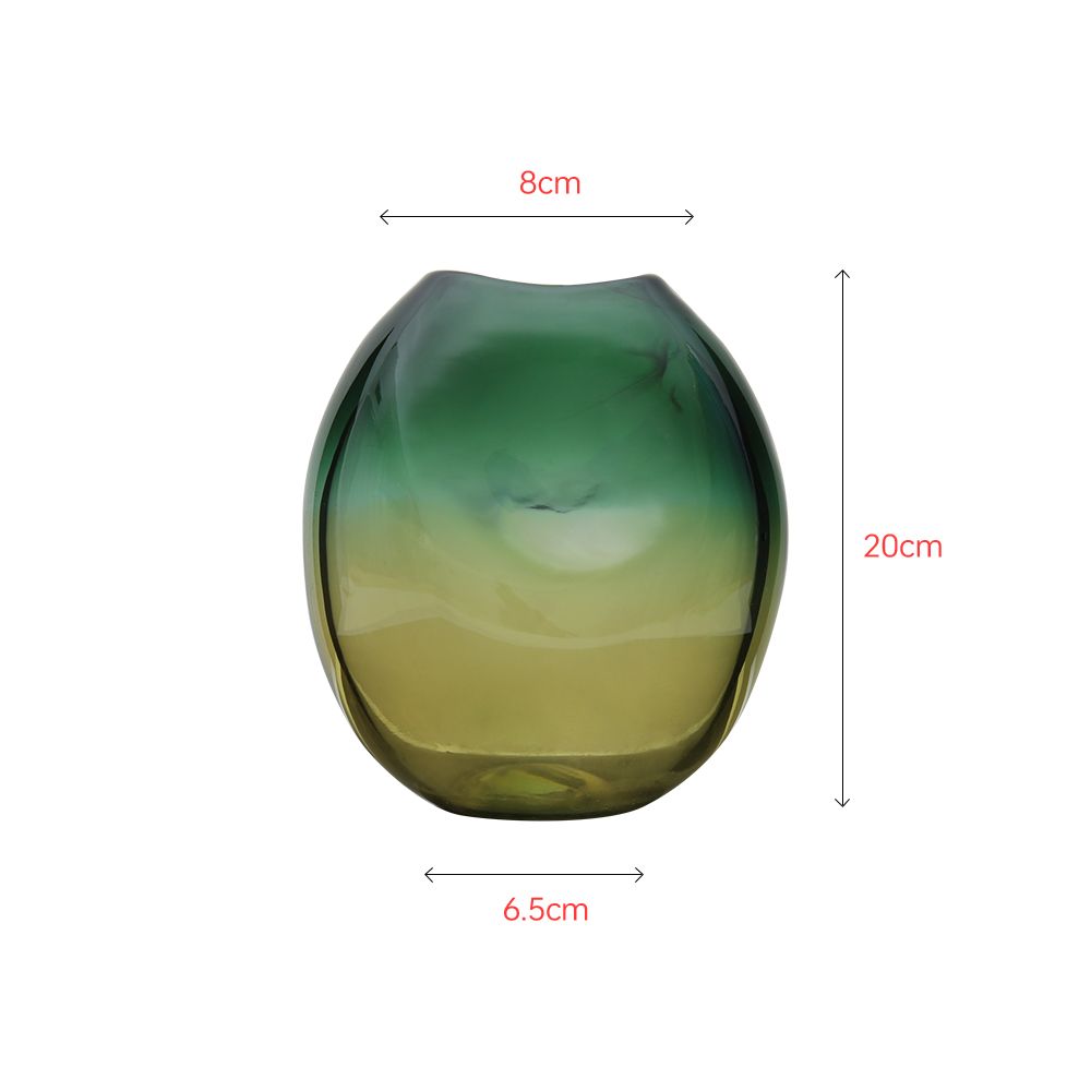 Green hand-made glass classic round shape vase decoration gift