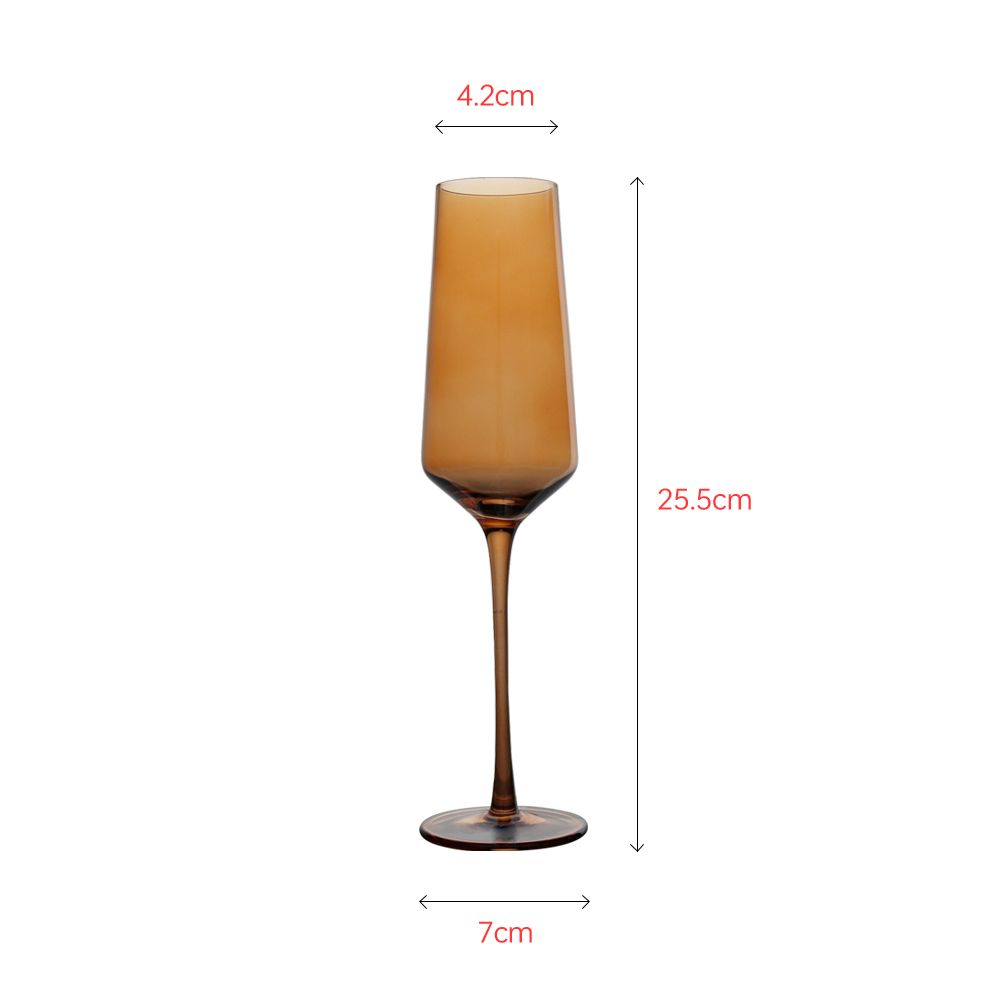 Elegant champagne glass with unique ambor color technique