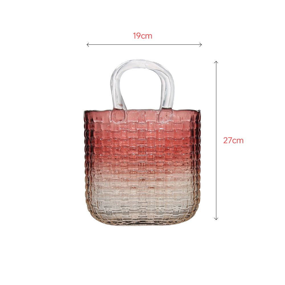 Dark pink hand-made glass classic bag shape vase decoration gift