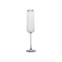 Crystal mouth-blown champagne glass goblet with gold rim