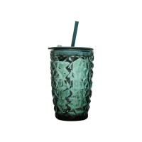 Diamond texture tumbler with straw