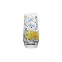 Mouth-blown clear crystal tumbler with customzied decals