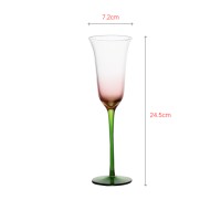 Luxury crystal champagne glass with vibrant flower like color