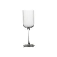 Crystal mouth-blown wine glass goblet with vertical texture inside