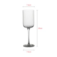 Crystal mouth-blown wine glass goblet with vertical texture inside