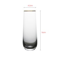 Luxury crystal champagne flute tumbler with elegant gold rim