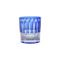 Luxury elegant blue whisky glass tumbler with ancient classic feature design