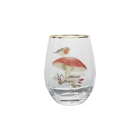 Mouth-blown clear crystal tumbler with elegant gold rim and decals