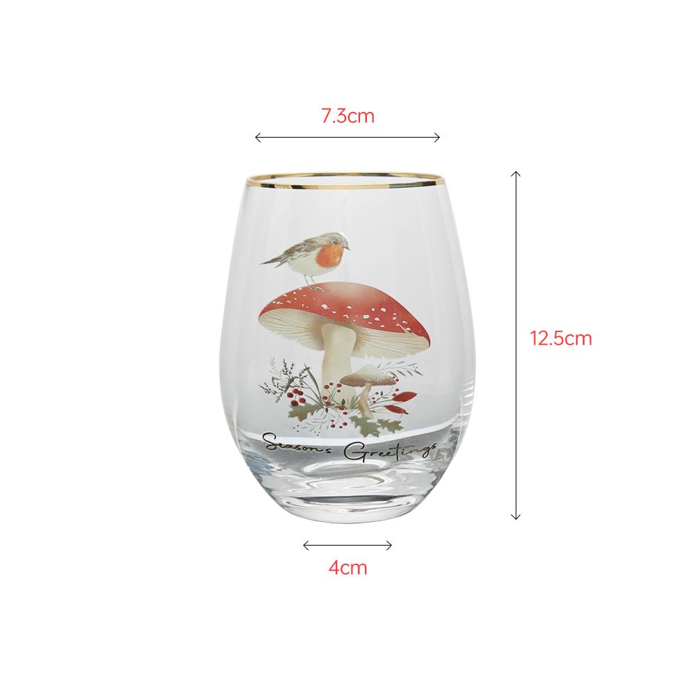 Mouth-blown clear crystal tumbler with elegant gold rim and decals