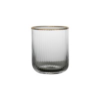 Mouth-blown clear crystal tumbler with elegant gold rim