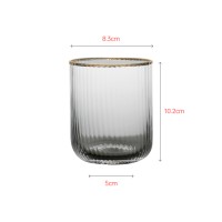 Mouth-blown clear crystal tumbler with elegant gold rim