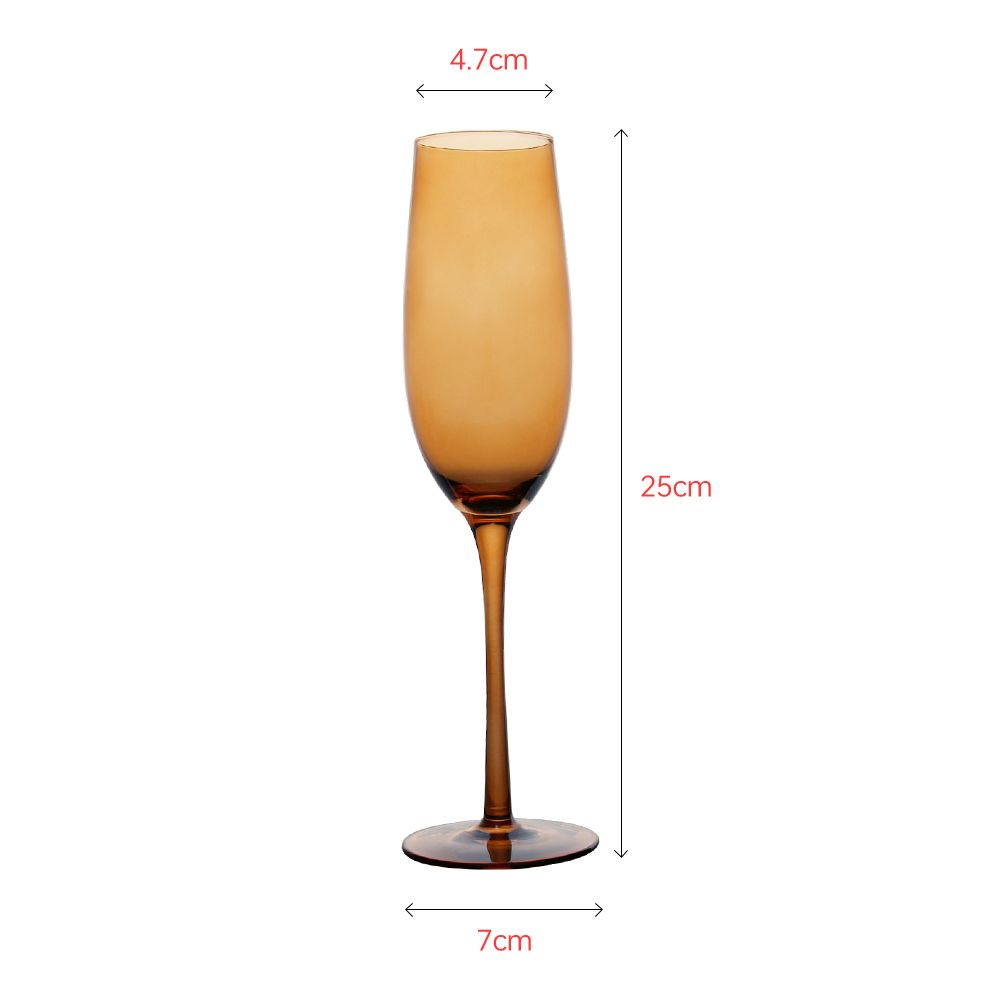 Luxury crystal champagne glass with ambor color