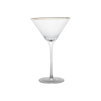 Mouth-blown clear crystal cocktail glass with gold rim painting