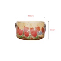 Amber  tulip glass basket with handle