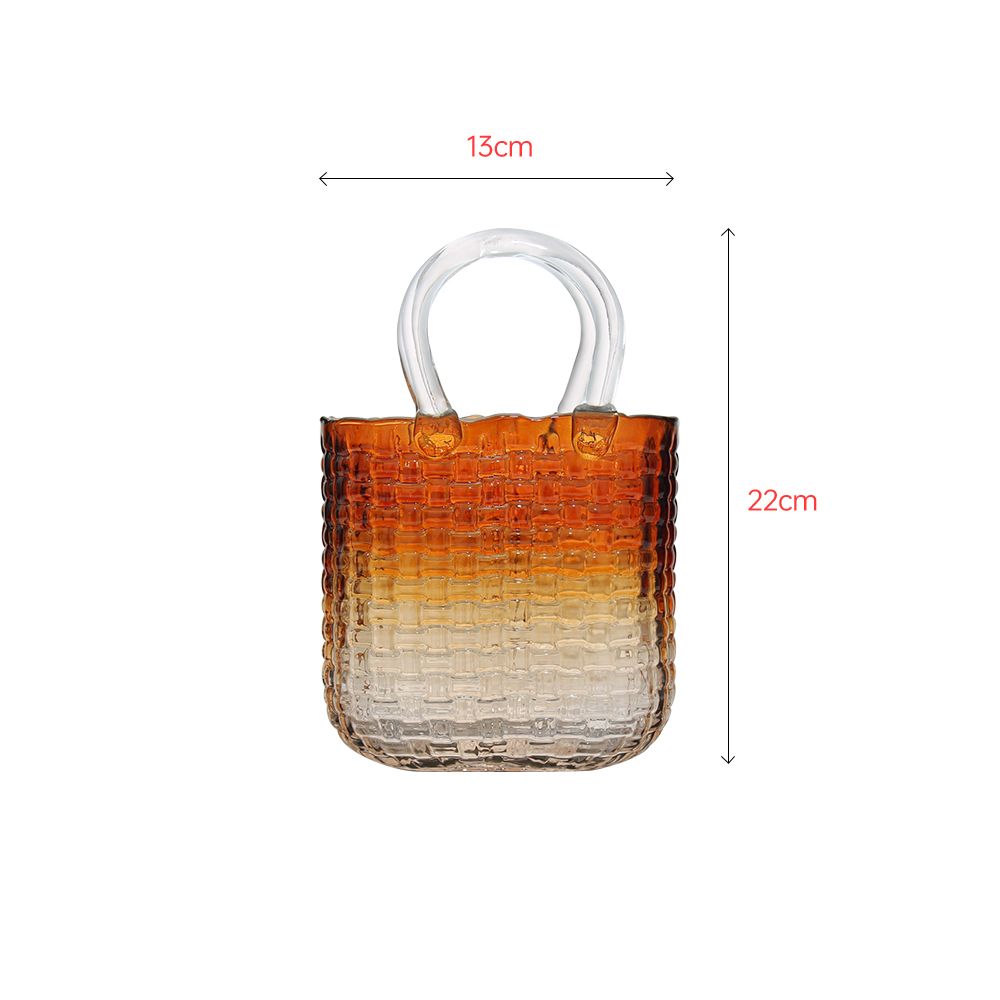 Dark orange hand-made glass classic bag shape vase decoration gift