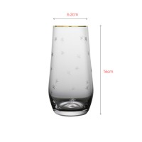 Luxury crystal tumbler with elegant gold rim and laser engraved snow flower