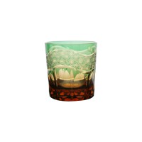 Luxury elegant green whisky glass tumbler with natural feature design