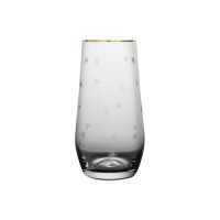 Luxury crystal tumbler with elegant gold rim and laser engraved snow flower