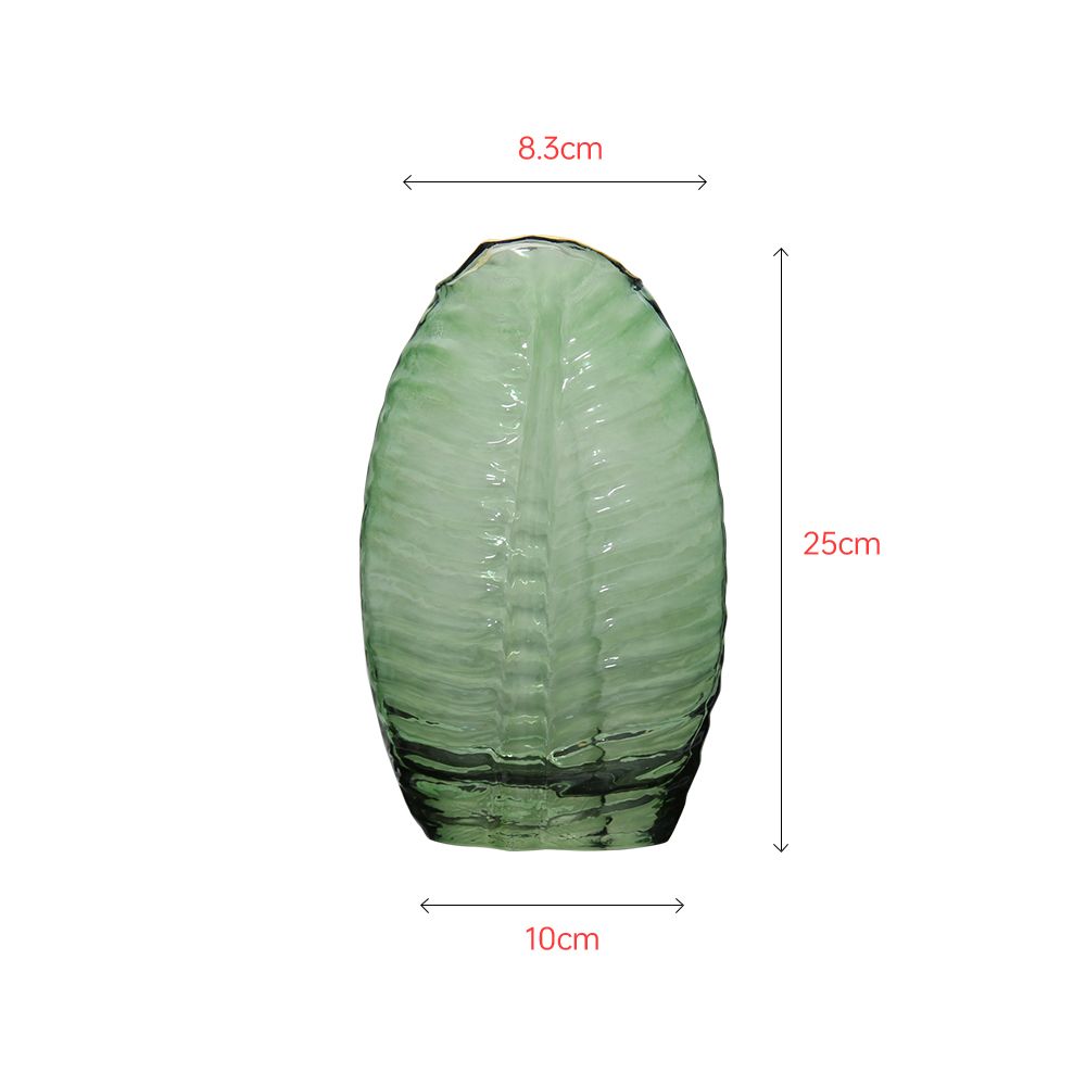 Green hand-made glass classic leaf shape vase decoration gift