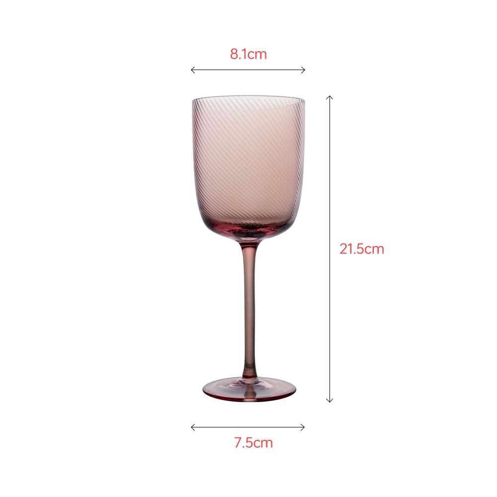 Elegant wine glass with unique spraying pink color technique