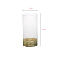 Wholesale factory price glass high vase with gold decoration bottom