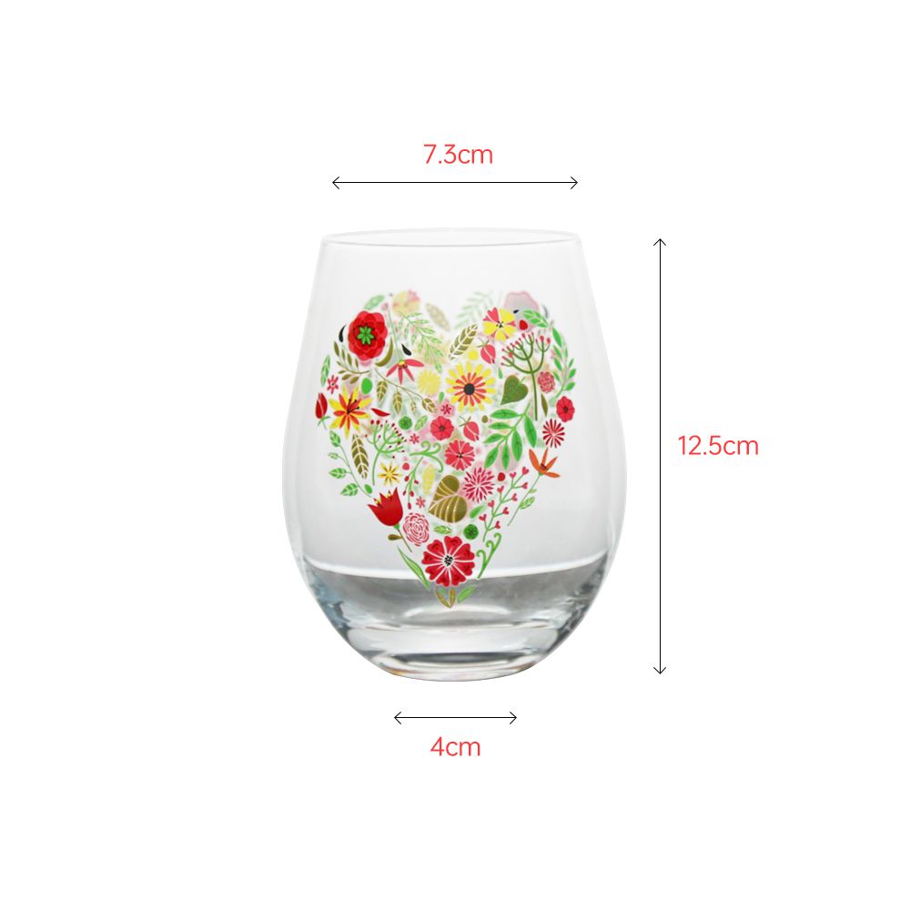 Mouth-blown clear crystal tumbler with customized decals