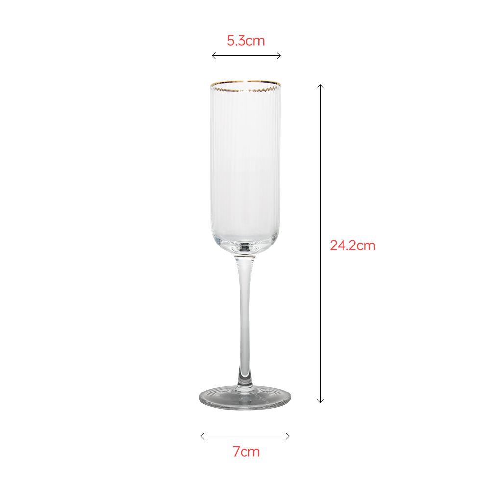 Mouth-blown champagne glass with luxury gold rim