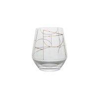 Mouth-blown clear crystal tumbler with customized gold pattern