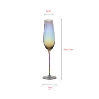 Luxury champagne glass with unique rainbow electroplating technique