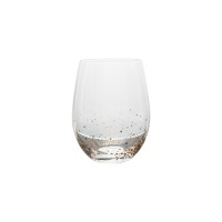 Mouth-blown clear crystal tumbler with customized gold pot decals