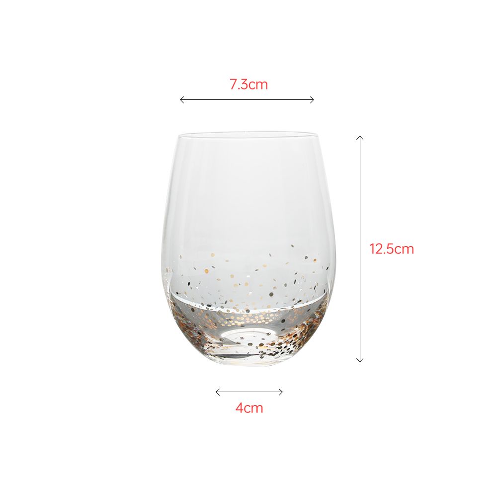 Mouth-blown clear crystal tumbler with customized gold pot decals