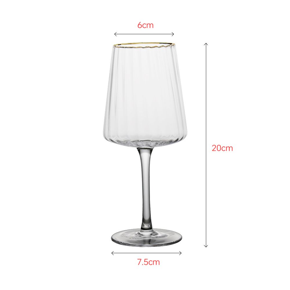 Luxury crystal wine glass with royal gold rim