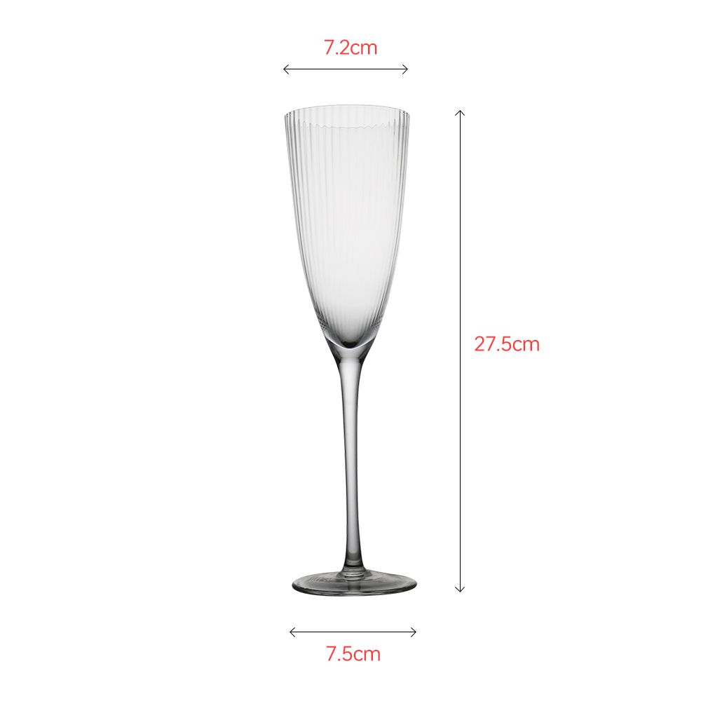 Luxury champagne glass with vertical line texture