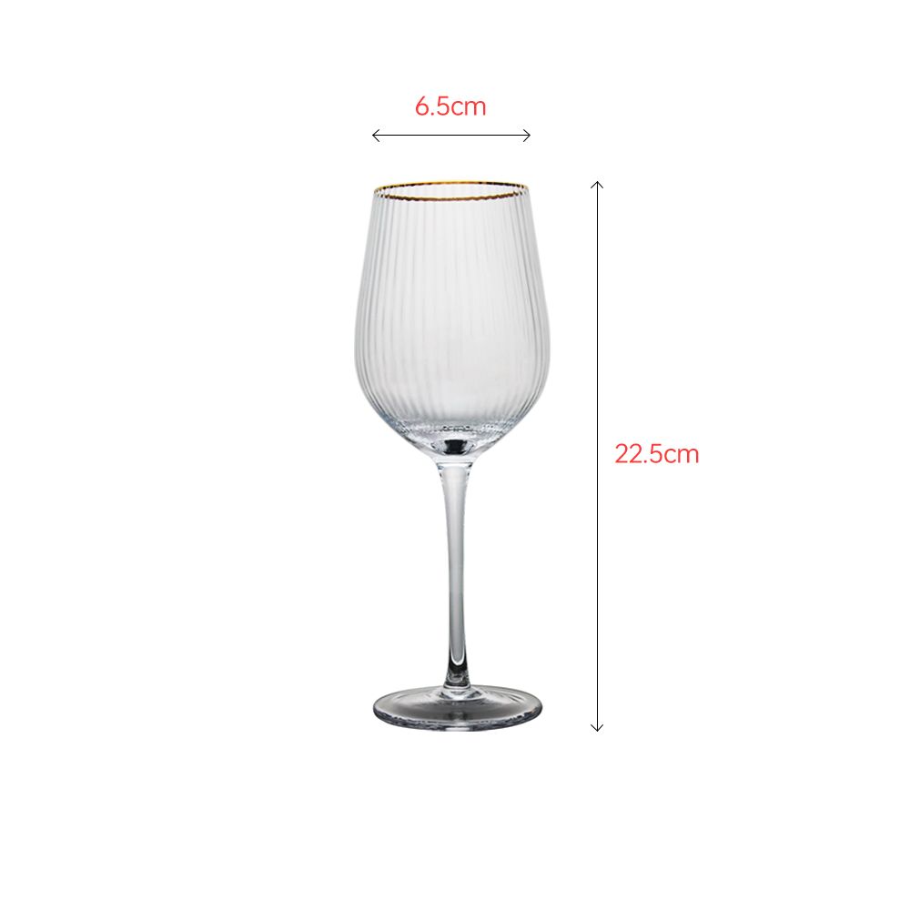 Luxury red wine glass with elegant gold rim painting