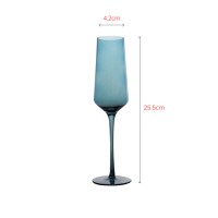 Luxury crystal champagne glass with vibrant blue color