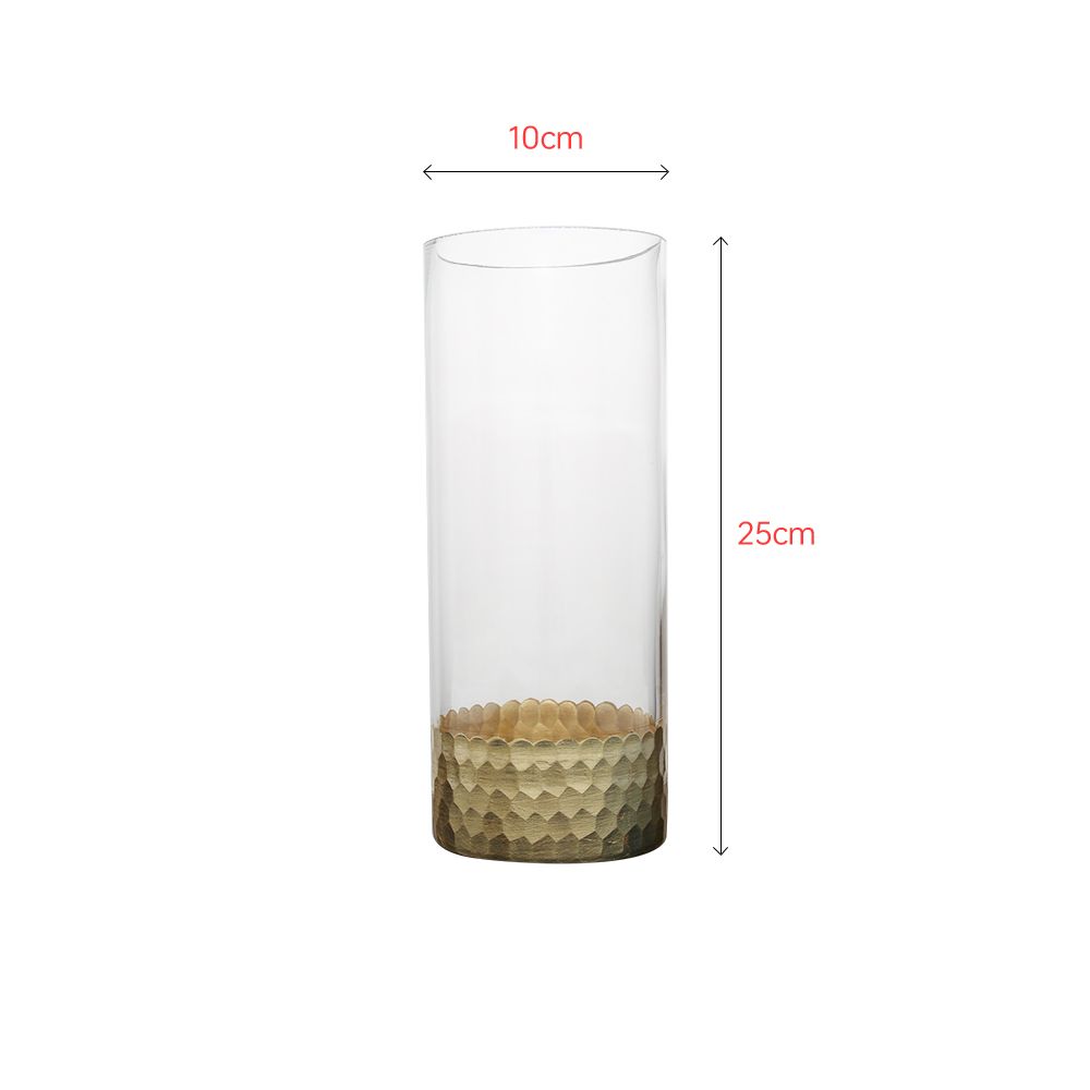 Wholesale factory price glass high vase with gold decoration bottom