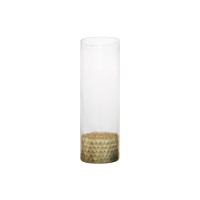 Wholesale factory price glass high vase with gold decoration bottom