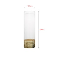 Wholesale factory price glass high vase with gold decoration bottom