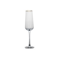 Luxury champagne glass with elegant gold rim painting and special texture inside