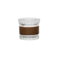 Clear crystal tumbler with bamboo protection circle